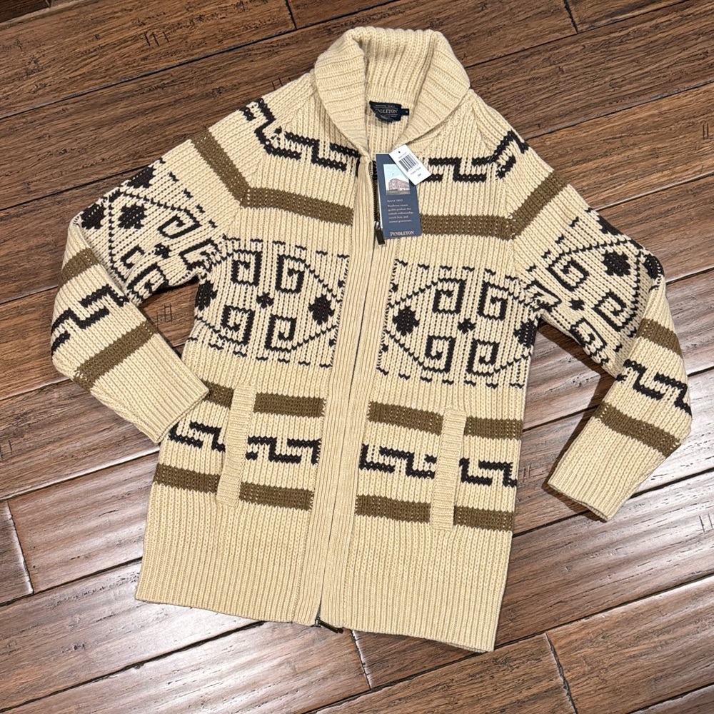 Pendleton Beige And Brown Patterned Cardigan- Nwt! - image 6